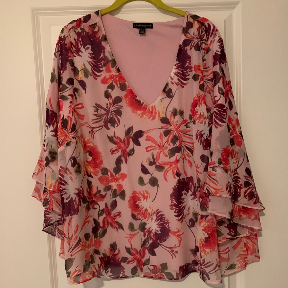 Lane Bryant Floral Pink Top Size 18/20